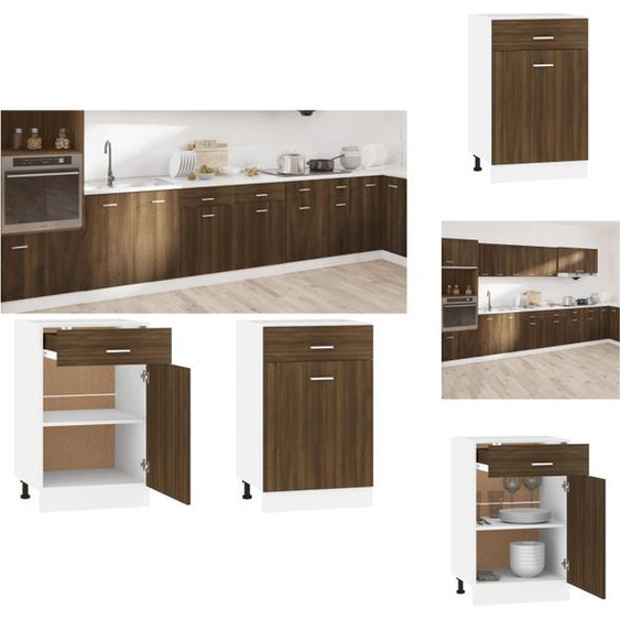 vidaXL Armoire basse avec tiroir aspect chêne brun 50x46x81,5 cm - Armoires de cuisine