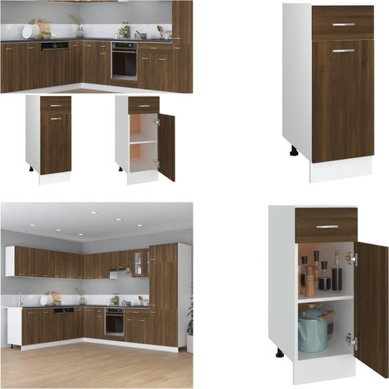 vidaXL Armoire basse avec tiroir Chêne brun 30x46x81,5 cm - Armoire de cuisine - Meubles de cuisine - Armoire de stockage