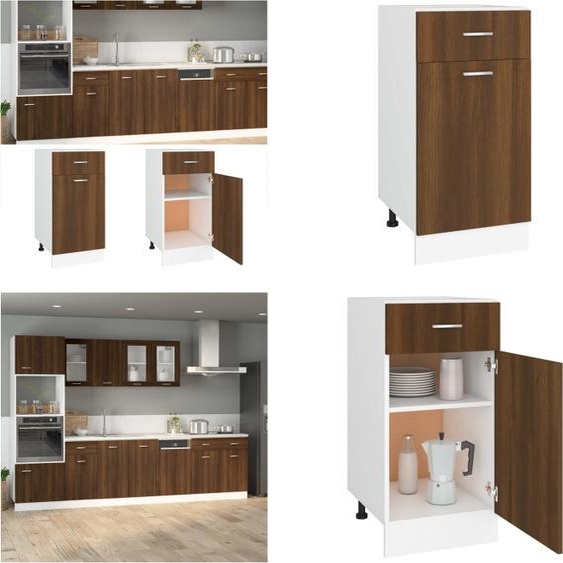 vidaXL Armoire basse avec tiroir Chêne brun 40x46x81,5 cm - Armoire de cuisine - Meubles de cuisine - Armoire de stockage