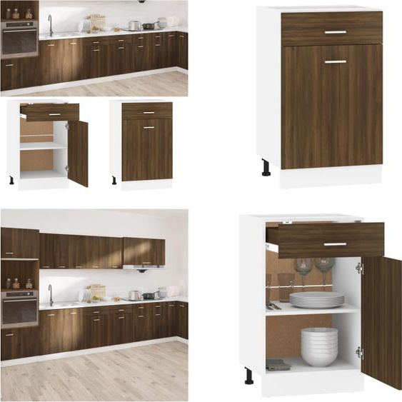 vidaXL Armoire basse avec tiroir Chêne brun 50x46x81,5 cm - Armoire basse - Armoire de cuisine - Armoire de stockage