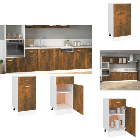 vidaXL Armoire basse avec tiroir chêne fumé 40x46x81,5 cm - Armoires de cuisine