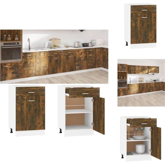 vidaXL Armoire basse avec tiroir chêne fumé 50x46x81,5 cm - Armoires de cuisine