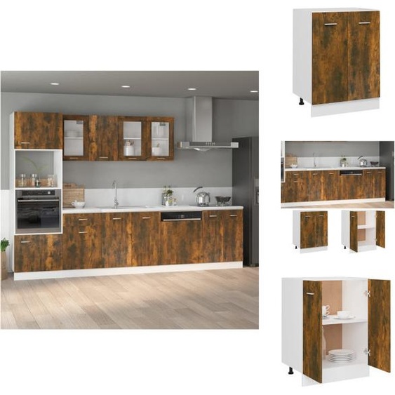 vidaXL Armoire basse chêne fumé 60x46x81,5 cm Bois composite - Armoires de cuisine
