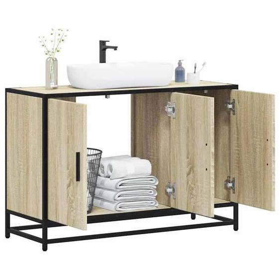 vidaXL Armoire de lavabo de salle de bain chêne sonoma 90x33x60 cm, meuble de lavabo de salle de bain, meuble de salle de 849270