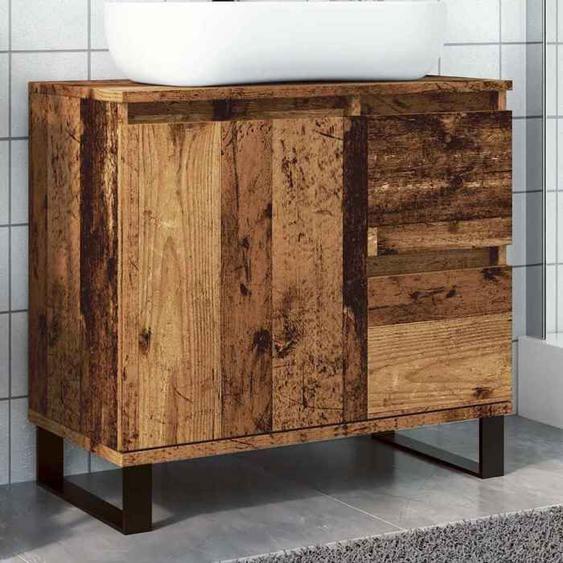 vidaXL Armoire de lavabo de salle de bain vieux bois 65x33x60 cm, placard lavabo de salle de bain, meubles de salle de bain, 857229