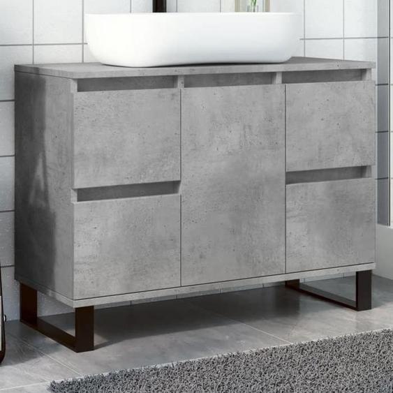 vidaXL Armoire de lavabo salle de bain gris béton 80x33x60 cm, placard lavabo de salle de bain, meubles de salle de bain, 857237