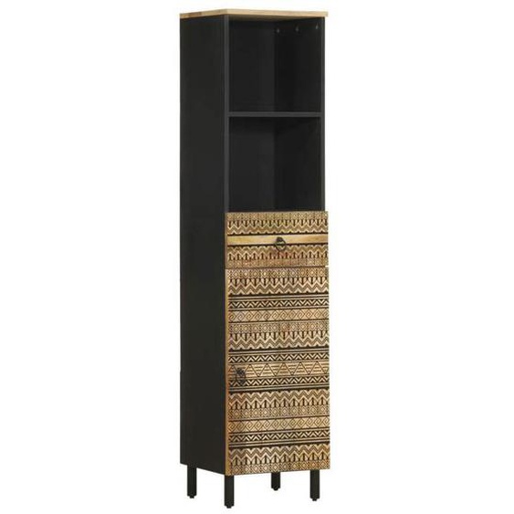vidaXL Armoire de salle de bain 38x33,5x160 cm bois massif de manguier, armoire de rangement de salle de bain, meuble de 4018650