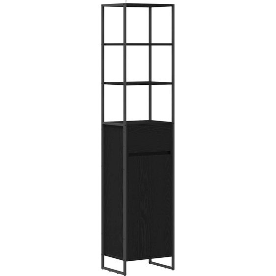 vidaXL Armoire de salle de bain avec porte noire imitation chêne 40 x 30 x 180 cm