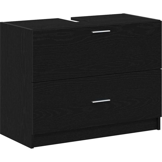 vidaXL Armoire de salle de bain avec porte noire imitation chêne 78 x 37 x 59 cm