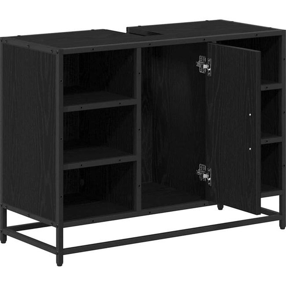 vidaXL Armoire de salle de bain avec porte noire imitation chêne 80 x 33 x 60 cm