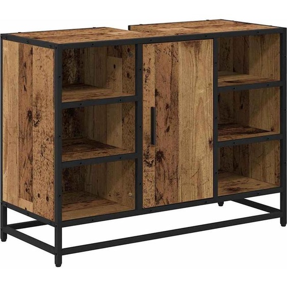 vidaXL Armoire de salle de bain avec porte Vieux bois 80 x 33 x 60 cm Bois composite