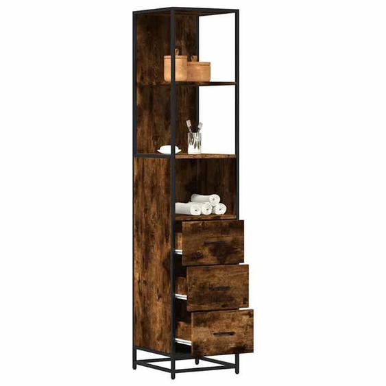 vidaXL Armoire de salle de bain chêne fumé 35x37,5x166 cm, armoire de rangement de salle de bain, placard de salle de bain, 849246