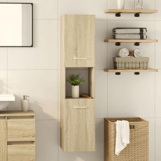 vidaXL Armoire de salle de bain Chêne sonoma 30x30x130 cm Aggloméré, armoire murale de toilettes, armoire de salle de bain 849635