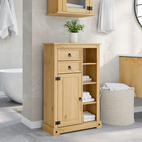vidaXL Armoire de salle de bain Corona 70x33x110 cm bois de pin massif, armoire de rangement de salle de bain, placard de 4013403