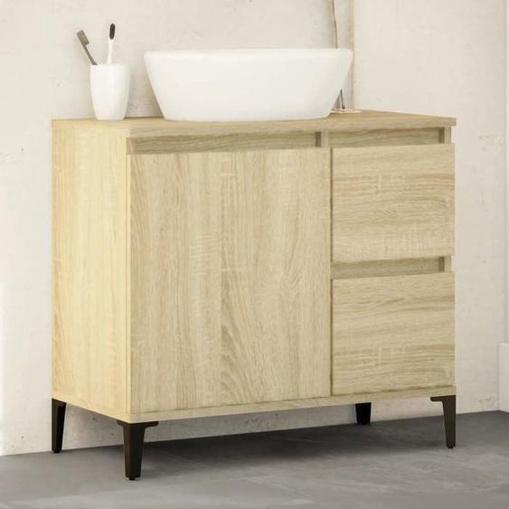 VidaXL Armoire de Salle de Bain, Meuble de Rangement avec Tiroirs et Compartiment, Organisateur de Toilette Maison 847405