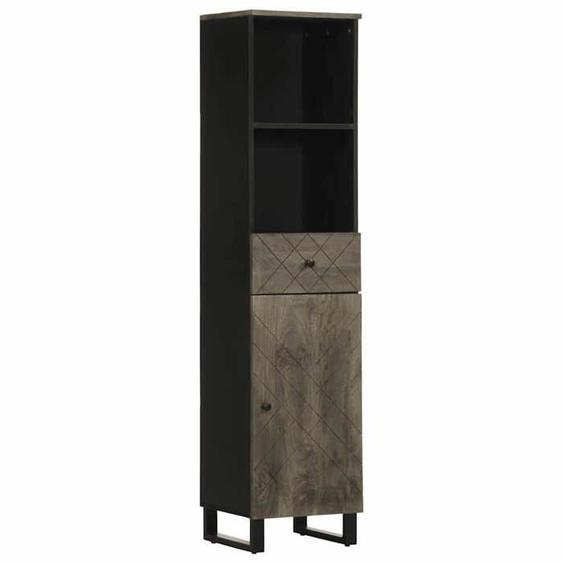 vidaXL Armoire de salle de bain noir 38x33x160 cm bois massif manguier, armoire de rangement de salle de bain, placard de 4017706