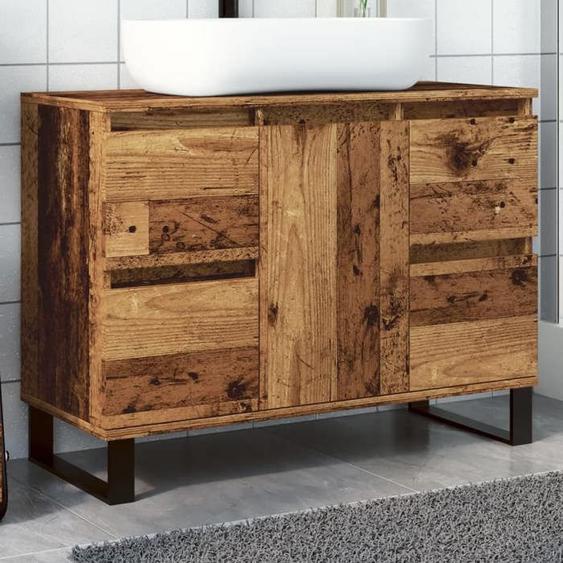 vidaXL Armoire de salle de bain vieux bois 80x33x60 cm bois ingénierie, placard lavabo de salle de bain, meubles de salle de 857238