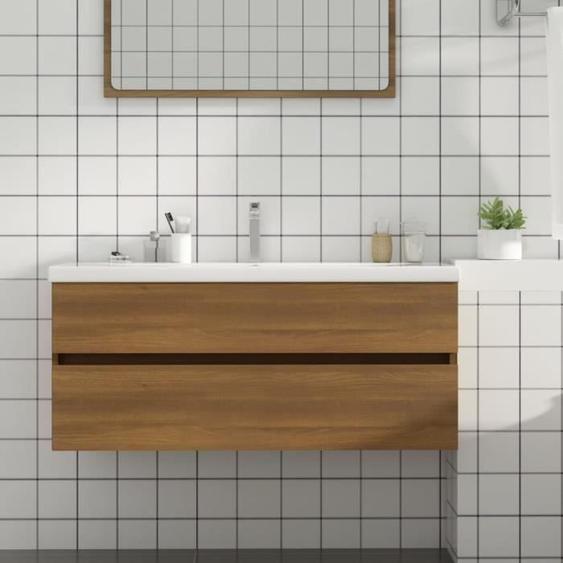 vidaXL Armoire de lavabo Chêne marron 100x38,5x45 cm Bois dingénierie 815659