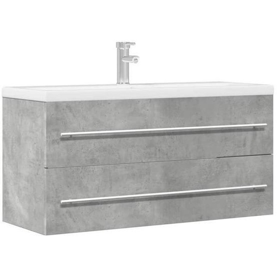 vidaXL Armoire dévier Gris béton 100x38,5x48 cm Aggloméré, placard lavabo de salle de bain, meuble de salle de bain, meuble 856233