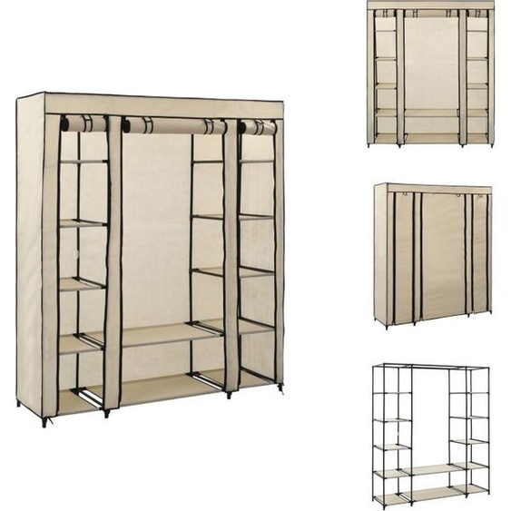 vidaXL Armoire en tissu avec compartiments Barres de penderie Crème 150x45x176cm - Armoires à vêtements
