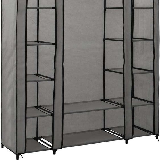vidaXL Armoire en tissu avec compartiments Barres de penderie Gris 150x45x176cm - Armoire en tissu - Armoire en tissu - Armoire