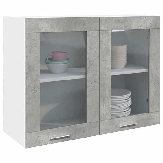 vidaXL Armoire en verre suspendue gris béton 80x31x60 cm 856118