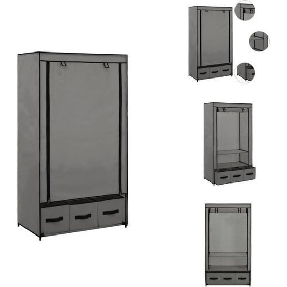 vidaXL Armoire Gris 87 x 49 x 159 cm Tissu - Armoires à vêtements