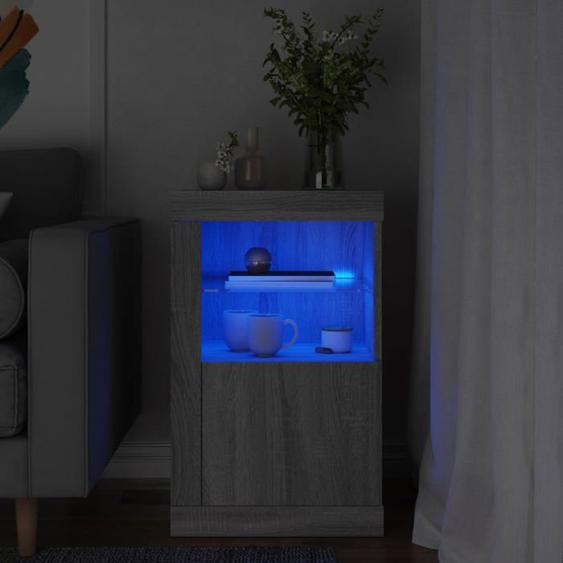 vidaXL Armoire Latérale et Lumières LED, Meuble de Rangement avec Étagère en Verre, Buffet de Salon Intérieur, Moderne, 836640