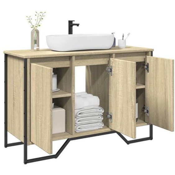 vidaXL Armoire lavabo de salle de bain chêne sonoma 91x35x60 cm, placard lavabo de salle de bain, meubles de salle de bain, 848660
