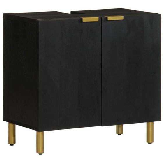 vidaXL Armoire lavabo de salle de bain noir bois dingénierie, placard lavabo de salle de bain, meubles de salle de bain, 4017667