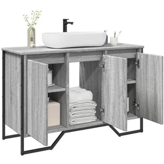 vidaXL Armoire lavabo de salle de bain sonoma gris 91x35x60 cm, placard lavabo de salle de bain, meubles de salle de bain, 848662