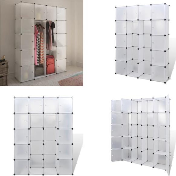 vidaXL Armoire modulaire avec 14 compartiments Blanc 37x146x180,5 cm - Armoire modulaire - Armoires modulaires - Rangement de vêtements - Rangement de chaussures