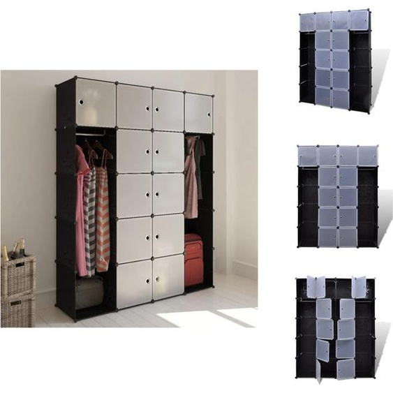 vidaXL Armoire modulaire avec 14 compartiments noir/blanc 37x146x180,5cm - Armoires à vêtements