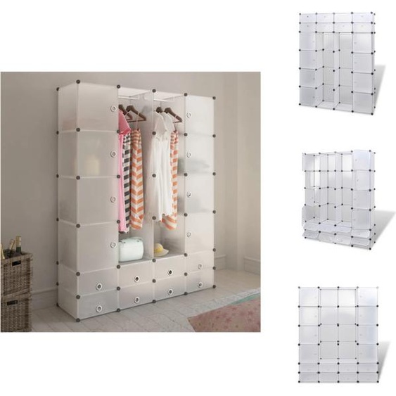 vidaXL Armoire modulaire avec 18 compartiments Blanc 37x146x180,5 cm - Armoires