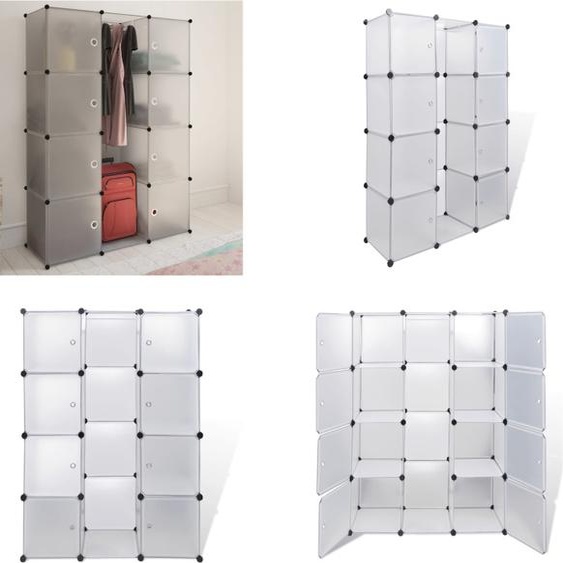 vidaXL Armoire modulaire avec 9 compartiments 37x115x150 cm Blanc - Armoire modulaire - Armoires modulaires - Rangement de vêtements - Rangement de chaussures