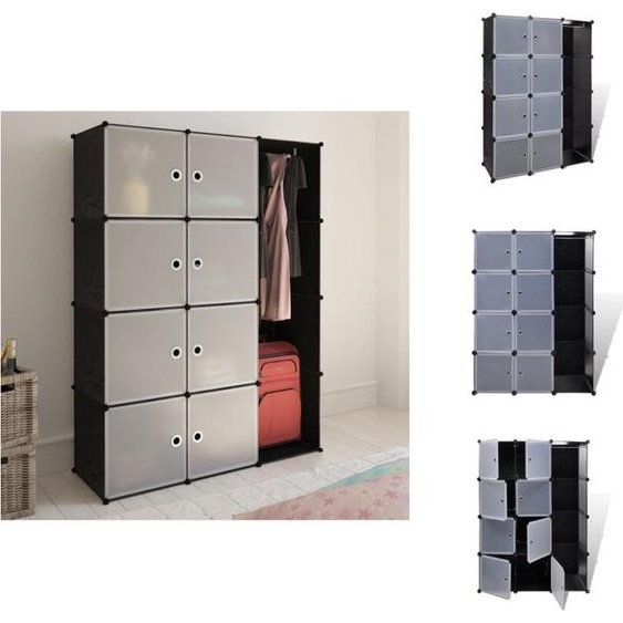vidaXL Armoire modulaire avec 9 compartiments 37×115×150 cm noir et blanc - Armoires à vêtements