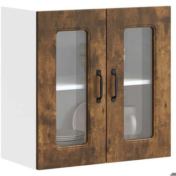 vidaXL Armoire murale de cuisine avec porte en verre Kalmar chêne fumé, meuble mural de cuisine, armoires murales avec 853672