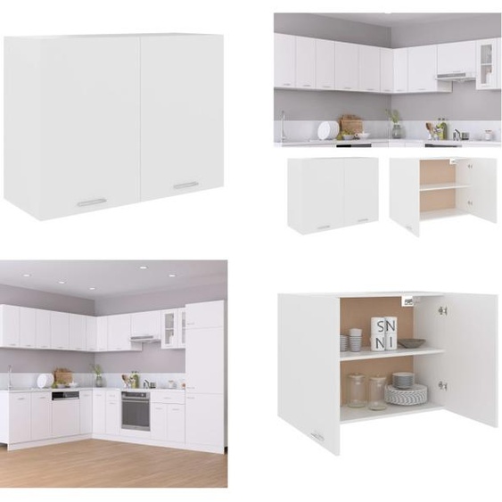 vidaXL Armoire suspendue Blanc 80x31x60 cm Bois composite - Armoire suspendue - Armoire de cuisine - Armoires de cuisine