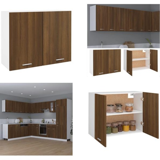 vidaXL Armoire suspendue brun aspect chêne 80x31x60 cm Bois composite - Armoire suspendue - Armoire de cuisine - Armoire de stockage