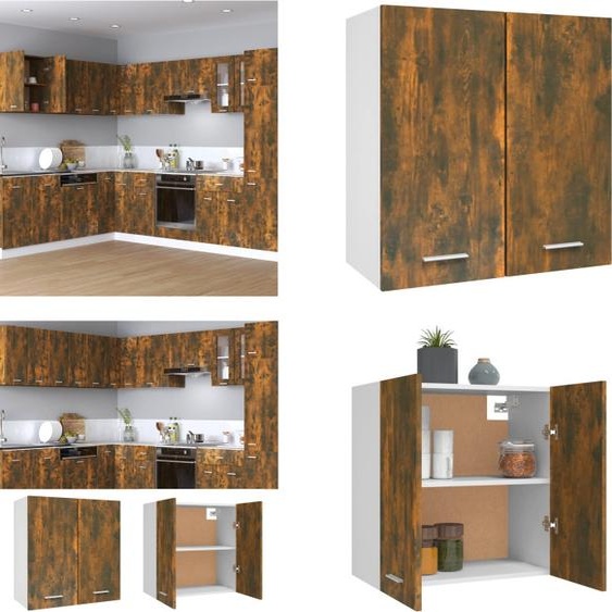 vidaXL Armoire suspendue chêne fumé 60x31x60 cm Bois composite - Armoire suspendue - Armoire de cuisine - Armoire de stockage