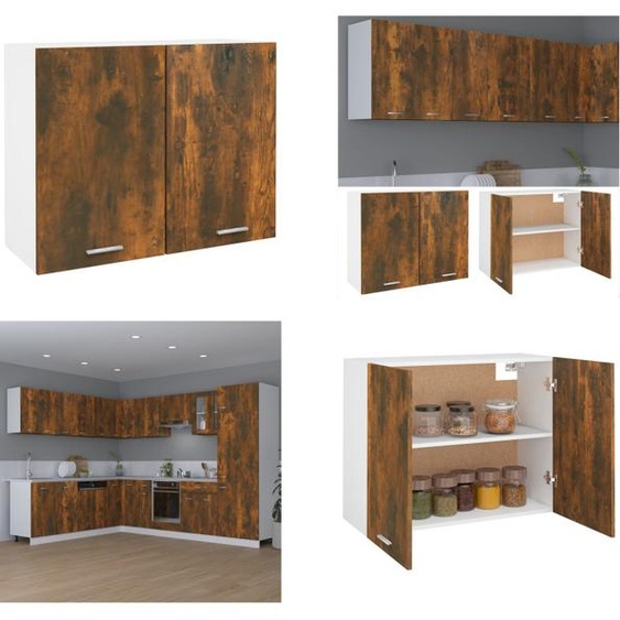vidaXL Armoire suspendue chêne fumé 80x31x60 cm Bois composite - Armoire suspendue - Armoire de cuisine - Armoire de stockage
