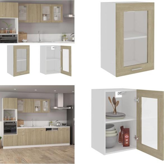 vidaXL Armoire suspendue en verre Chêne Sonoma 40x31x60 cm Bois composite - Armoire suspendue en verre - Armoire de cuisine - Armoires de cuisine