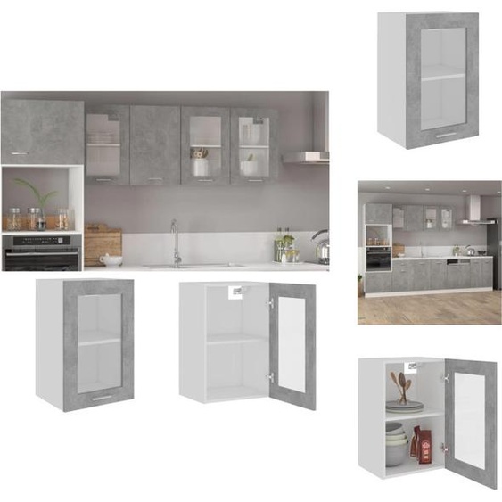 vidaXL Armoire suspendue en verre gris béton 40x31x60 cm Bois composite - Armoires de cuisine