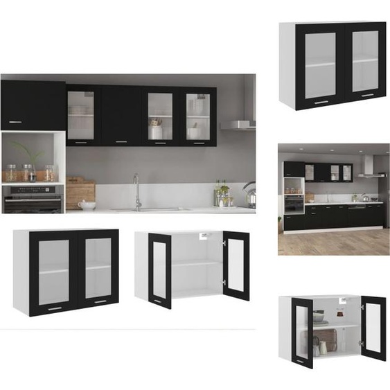 vidaXL Armoire suspendue en verre noir 80x31x60 cm Bois composite - Armoires de cuisine