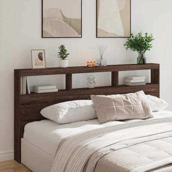 vidaXL Armoire Tête de Lit avec LED, Tête de Lit avec Compartiment, Meuble de Rangement Chambre à Coucher, Accessoire de 839223