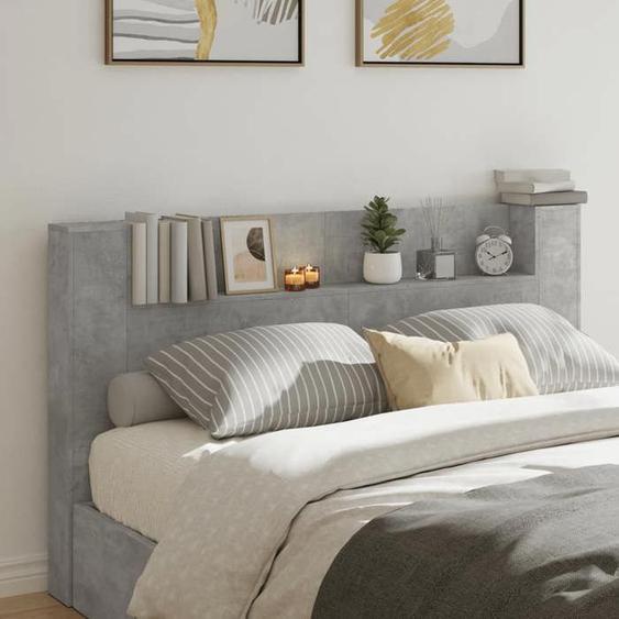 vidaXL Armoire Tête de Lit avec LED, Tête de Lit avec Étagère Ouverte, Meuble de Rangement Chambre à Coucher, Accessoire de 839262