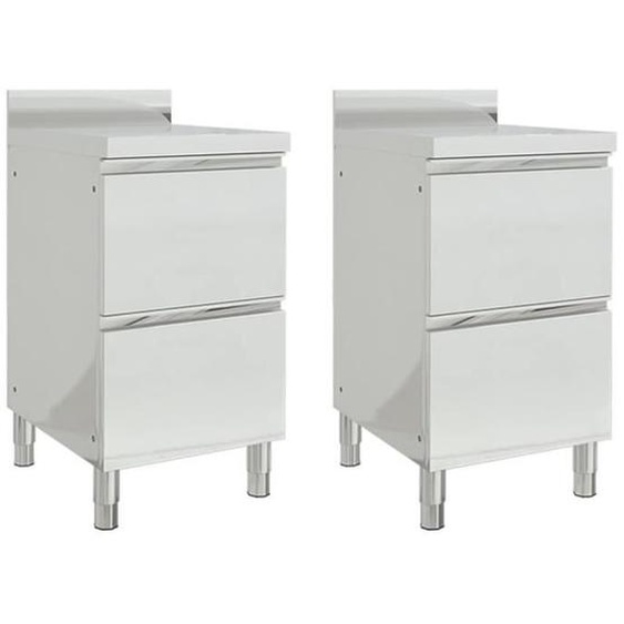 vidaXL Armoires de cuisine commerciale avec 2 tiroirs 2 pcs Inox