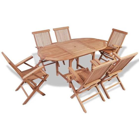 vidaXL B-ware Ensemble de salle à manger dextérieur 7 pcs Teck solide 41998