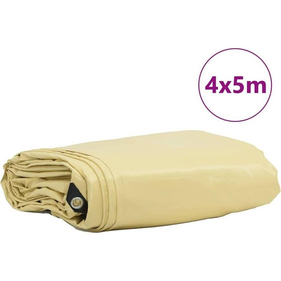 vidaXL Bâche 650g / m² Beige 4 x 5 m Canvas avec revêtement PVC