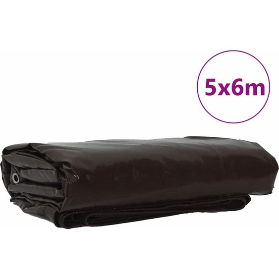 vidaXL Bâche 650g / m² Marron 5 x 6 m Canvas avec revêtement PVC